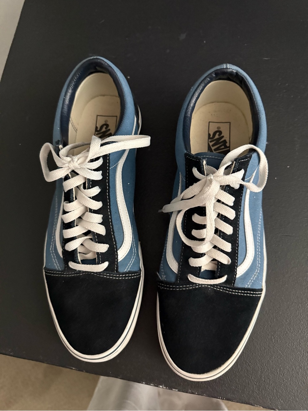 Vans Blue and Black Old Skool Low-Top Sneakers